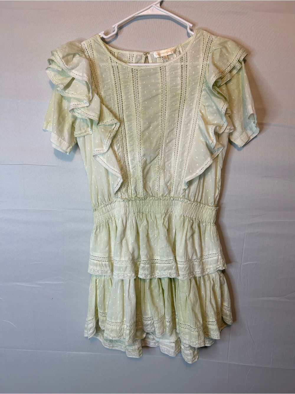 LoveShackFancy Natasha Heritage Mini Dress Women's Medium Moss Green Dress 46